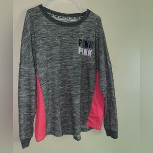 PINK Large Crew Neck - Grey and Pink